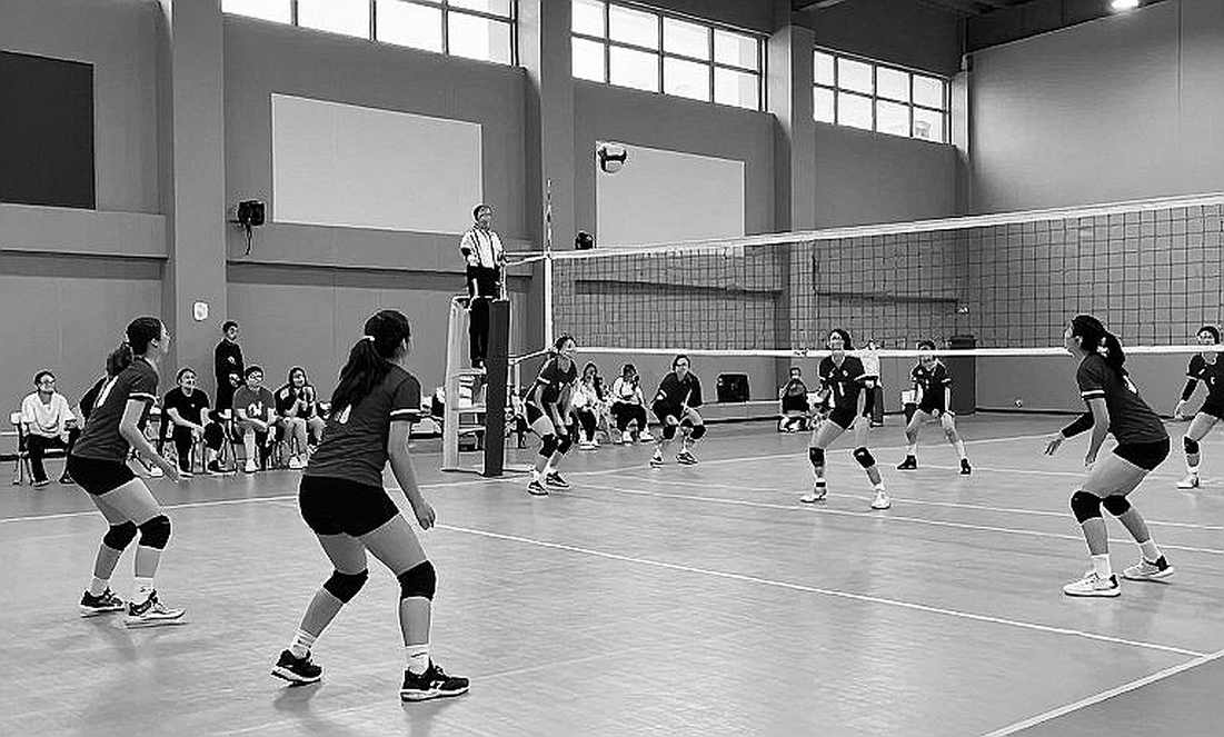 Bóng chuyền và khoảng trống phía sau bảng thống kê